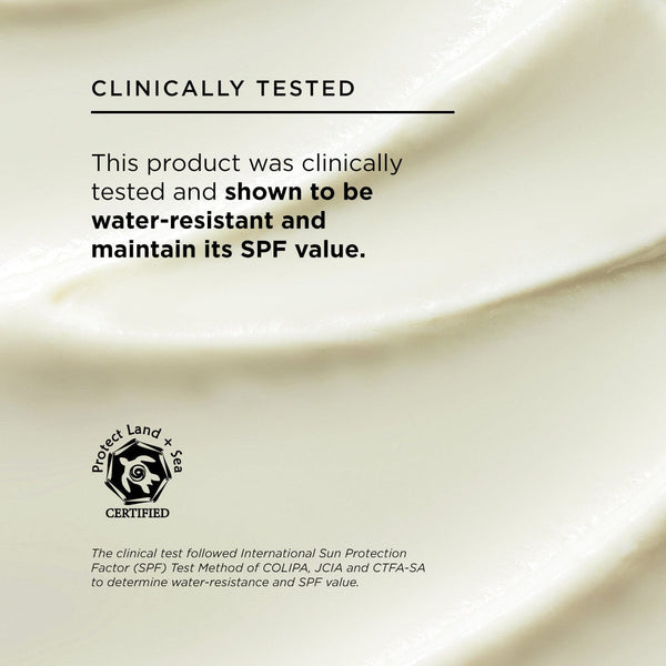 Great barrier sun lotion clinically tested and shown to be water-resistant and maintain its SPF value, protect land and sea certified
