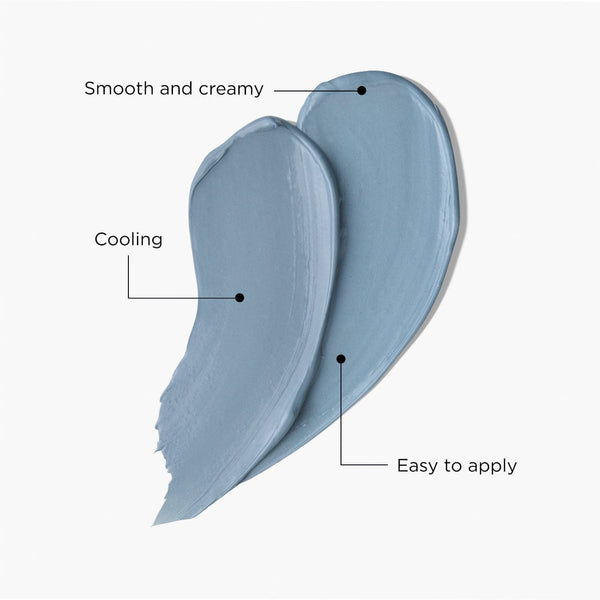 New Horizons swatch with annotations: smooth and creamy, cooling, easy to apply