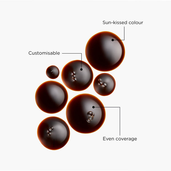 Sun Drops texture swatch: Sun-kissed colour, customisable and even coverage.