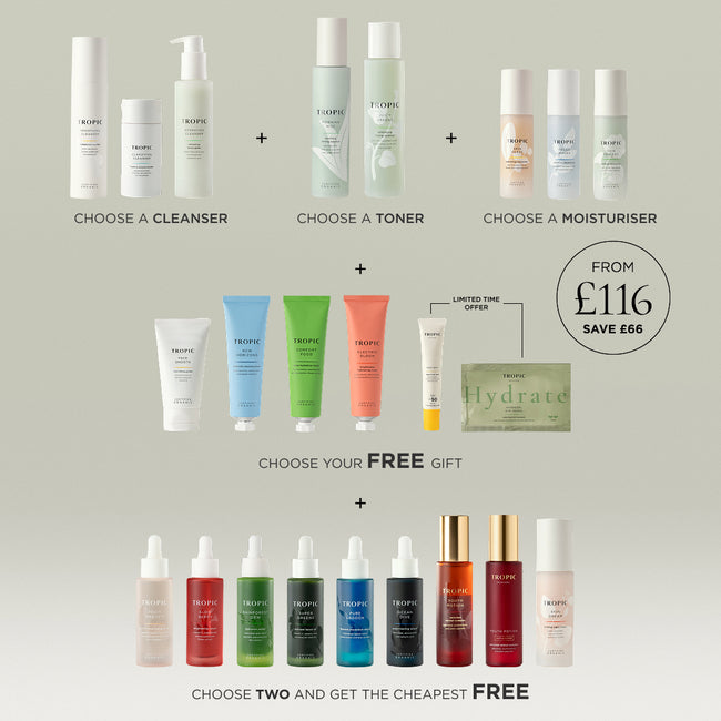 Products available in the Enhanced Collection on a neutral background, featuring a promotional offer.